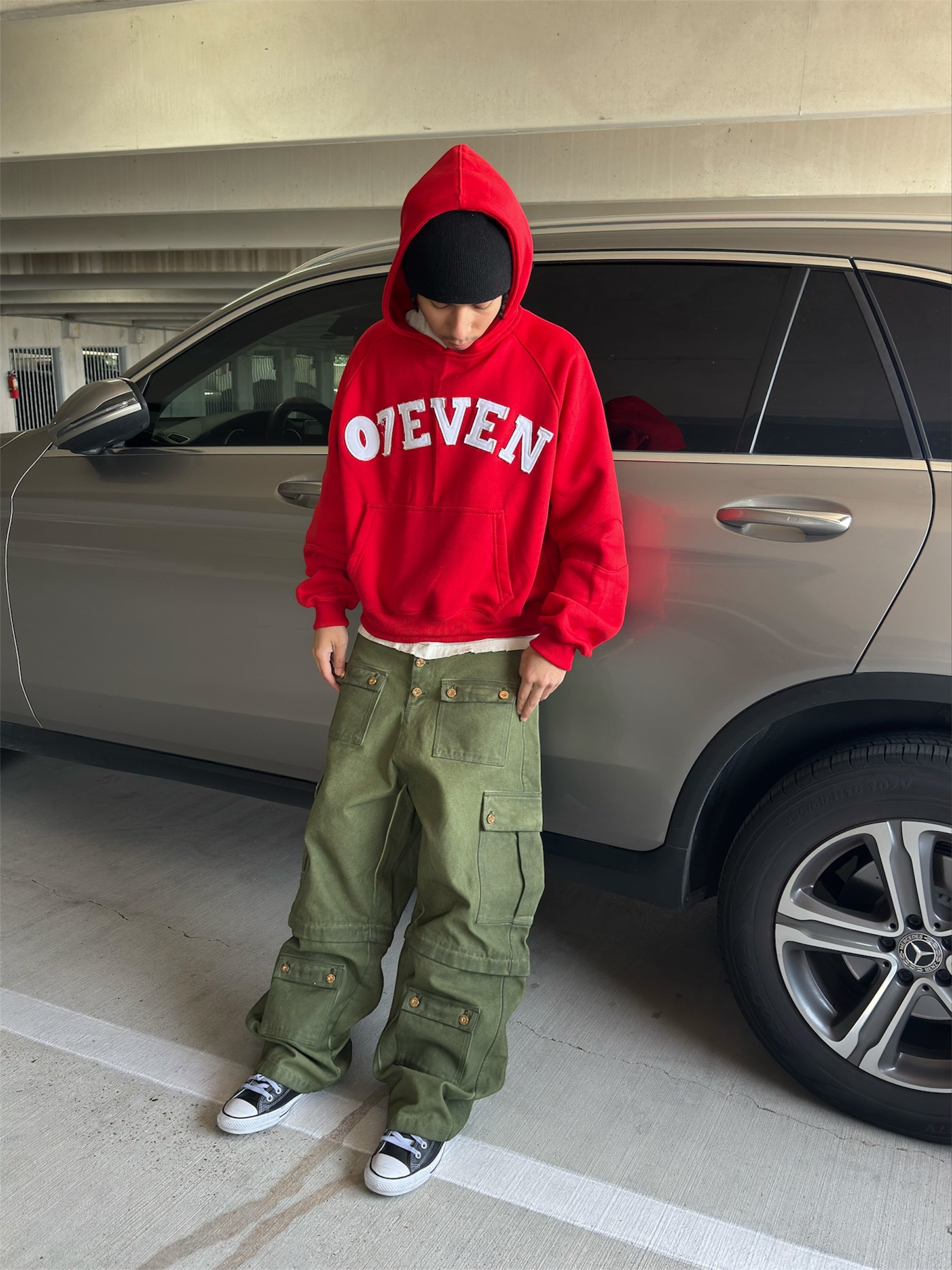 07 RED ESSENTIALS HOODIE